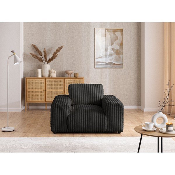 Tamno siva fotelja od samta Justin – Ropez-image-1