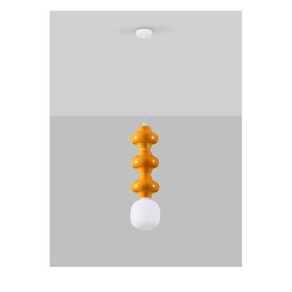 Bijela/narančasta viseća svjetiljka keramička sa staklenim sjenilom ø 18 cm Clio – Nova Luce-image-2