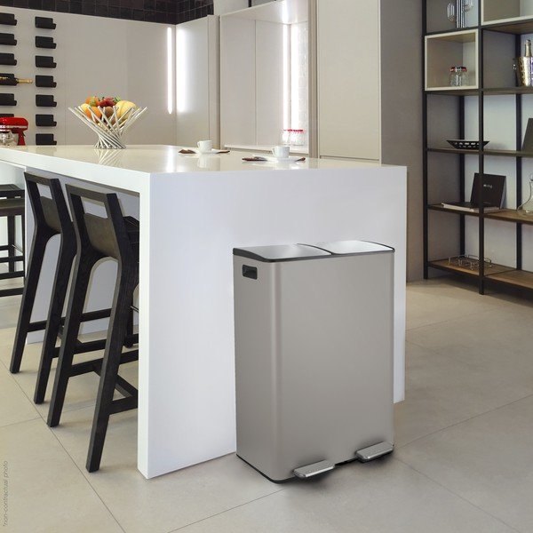 Smeđe-siva željezna kanta za smeće 2x30 l za odvojeni otpad/s pedalom   Aliya – Spirella-image-1