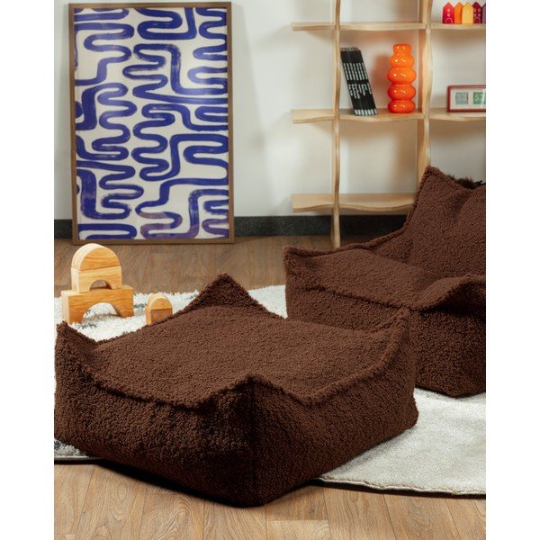 Tamno smeđi dječji tabure od bouclé tkanine Warm Hazel – Wigiwama-image-3