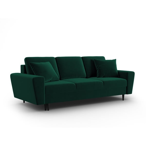 Zelena baršunasti sklopiva/s prostorom za odlaganje sofa 235 cm Kyoto – Cosmopolitan Design-image-1