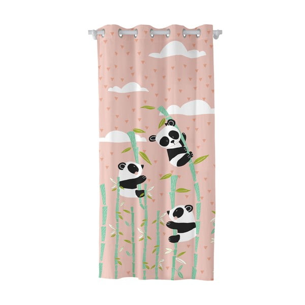 Ružičasta dječja pamučna zavjesa Moshi Moshi Panda Garden, 140 x 265 cm