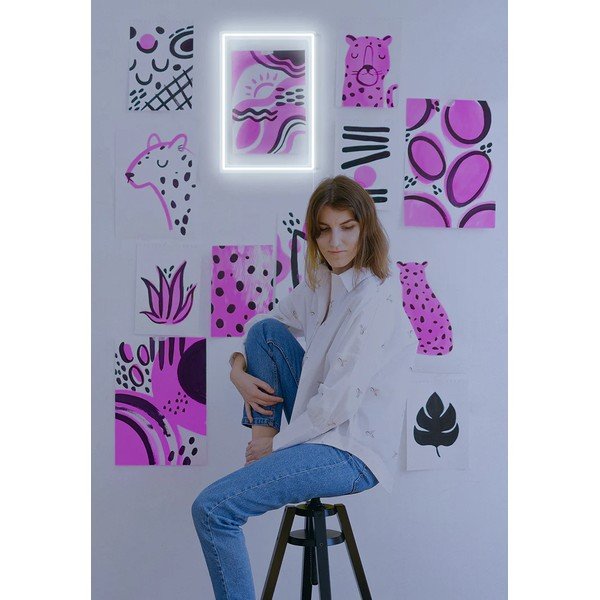 Bijeli zidni svjetleći ukras Candy Shock Rectangle, 30 x 40 cm-image-2