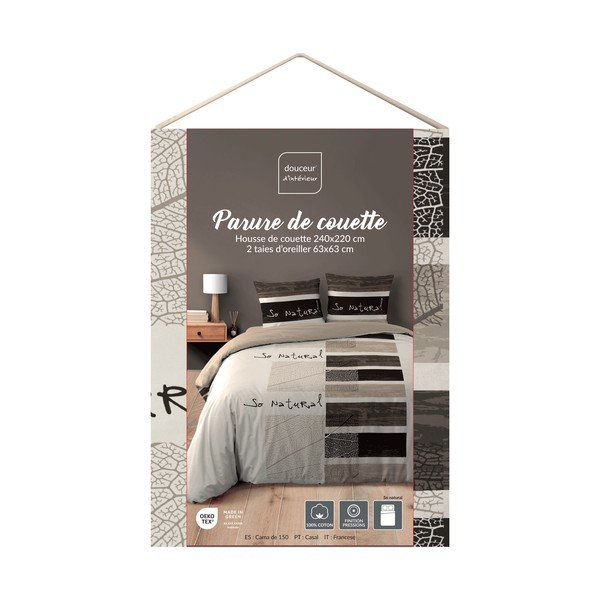 Smeđa 3-dijelna pamučna posteljina za bračni krevet/za produženi krevet 240x220 cm So Natural – douceur d'intérieur-image-2