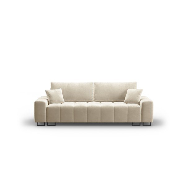 Bež baršunasti sklopiva/s prostorom za odlaganje sofa 250 cm Wicklow – Cosmopolitan Design