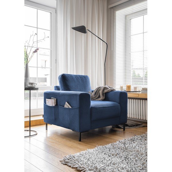 Tamno plava fotelja od samta Lofty Lilly – Miuform-image-2