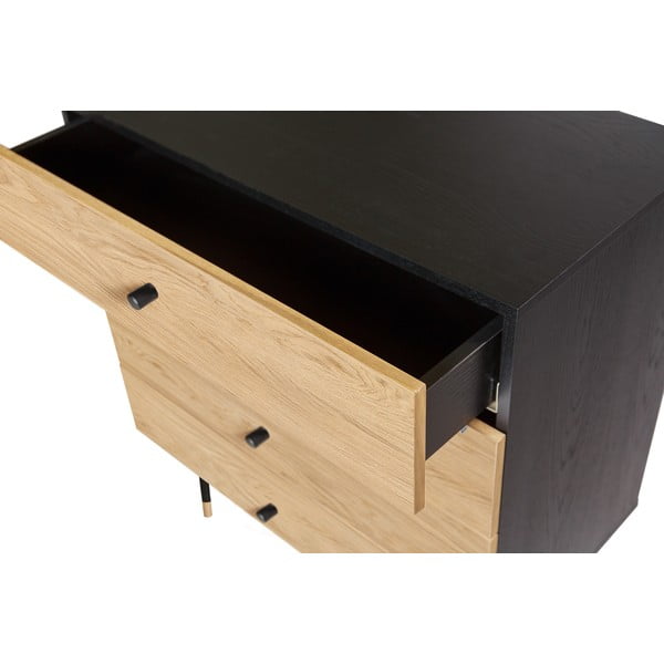 Crna/u prirodnoj boji visoka komoda u dekoru hrasta 80x87 cm Jugend – Woodman-image-4