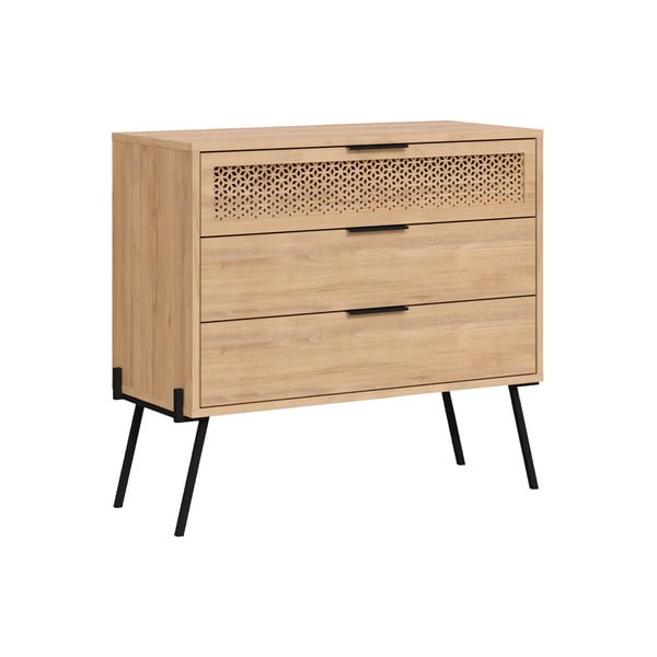 Niska komoda u dekoru hrasta u prirodnoj boji 90x83 cm Ecrin – Marckeric-image-4