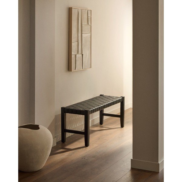 Crna kožna klupa Calixta – Kave Home-image-1