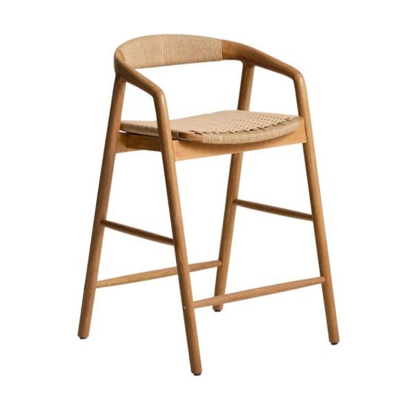 Barska stolica s naslonima za ruke od punog hrasta u prirodnoj boji (visine sjedala 65 cm) Derile – Kave Home