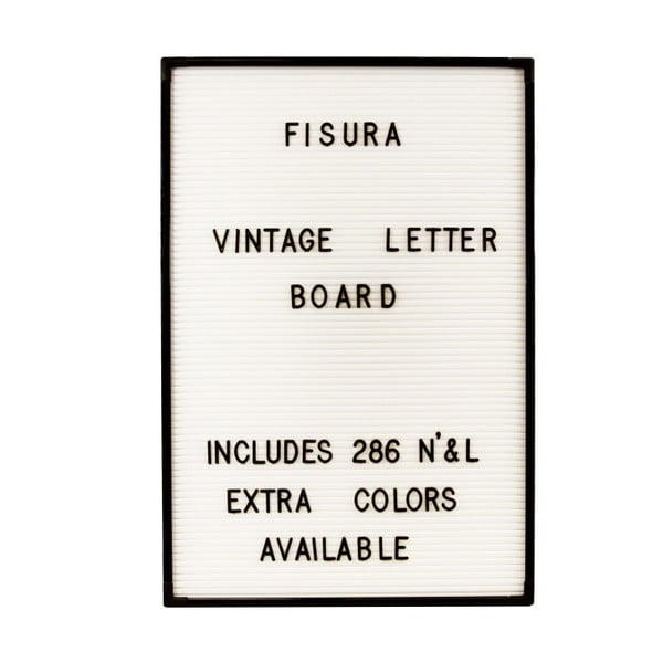 Bijela zidna ploča s crnim slovima Fisura Vintage