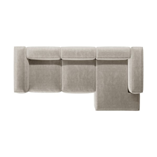 Bež kutna garnitura od samta (s desnim kutom/s ležaljkom) Bergamo – Cosmopolitan Design-image-3