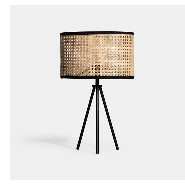 Crna/u prirodnoj boji stolna lampa sa sjenilom od ratana (visina 54 cm) – Burkina