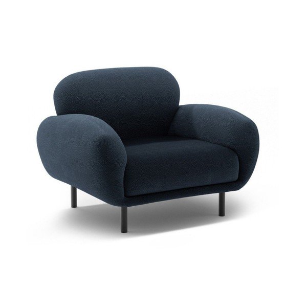 Tamno plava fotelja od bouclé tkanine Poppy – Micadoni 