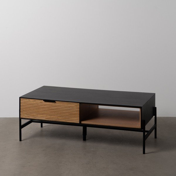 Crni/u prirodnoj boji stolić za kavu u dekoru jasena 60x124 cm Orleans – Ixia-image-1