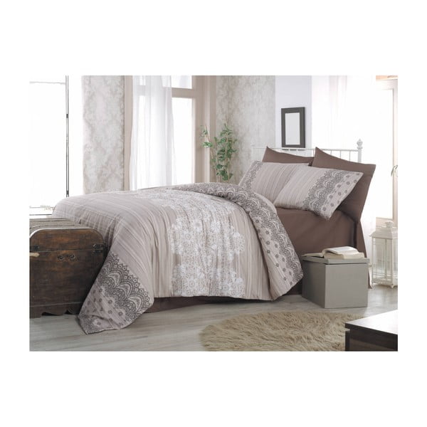 Bež pamučna posteljina s plahtama za krevet za jednu osobu Cream, 140 x 200 cm