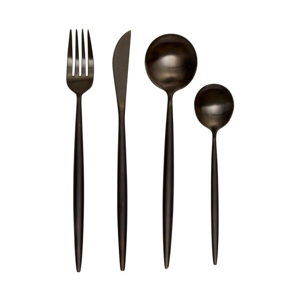 Crni pribor 16 kom od nehrđajućeg čelika Modern retro – Premier Housewares