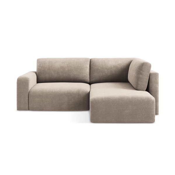 Bež sklopiva/s prostorom za odlaganje kutna garnitura od šenila (s desnim kutom/u obliku slova L) Kona – Makamii