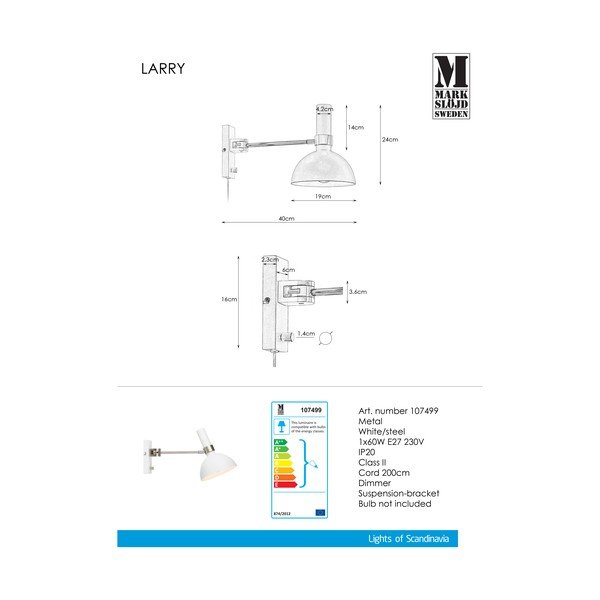 Bijela zidna svjetiljka Markslöjda Larryja-image-3