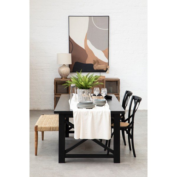 Crna blagovaonska stolica od punog hrasta Lyon – Premier Housewares-image-3