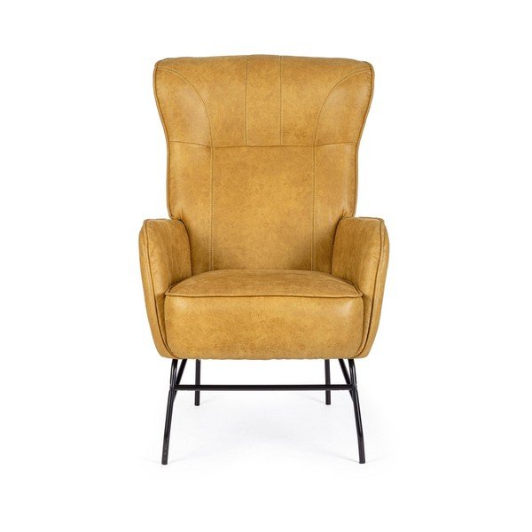 Senf žuta fotelja od imitacije kože Nasira – Bizzotto-image-2