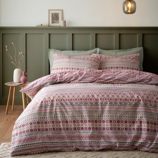 Crvena flanelska posteljina za bračni krevet 200x200 cm Fair isle – Catherine Lansfield