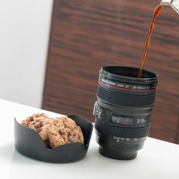 Crna multifunkcionalna putna šalica InnovaGoods Lens, 400 ml-image-1