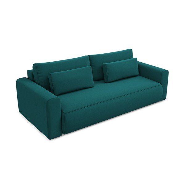 Tirkizna baršunasti sklopiva/s prostorom za odlaganje sofa 238 cm Kapua – Makamii-image-2