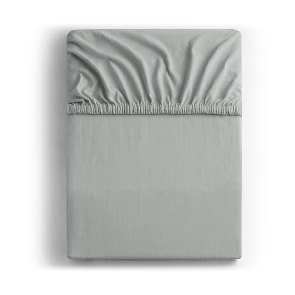 Metalik siva elastična pamučna plahta DecoKing Amber Collection, 180/200 x 200 cm