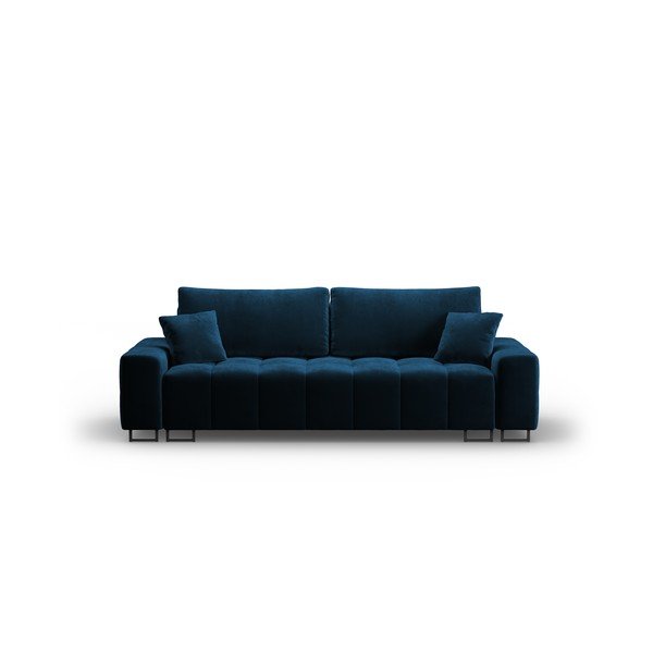 Plava baršunasti sklopiva/s prostorom za odlaganje sofa 250 cm Wicklow – Cosmopolitan Design