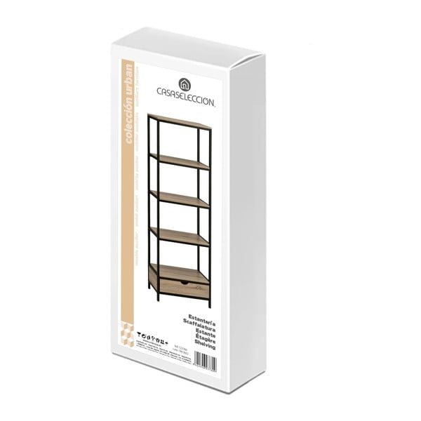 Crna/natur biblioteka u dekoru hrasta 60x180 cm Urban – Casa Selección-image-4