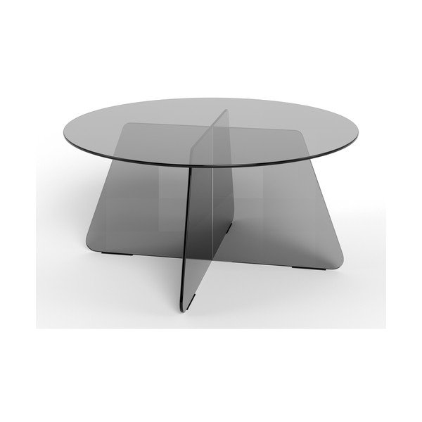 Sivi stakleni okrugao stolić za kavu ø 80 cm Samos – Actona