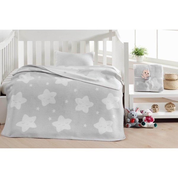 Svijetlo siva deka za bebe od flisa 100x120 cm Star – Mijolnir-image-1