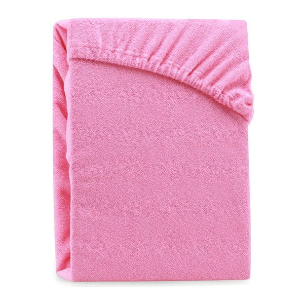 Ružičasta elastična plahta za bračni krevet AmeliaHome Ruby Siesta, 200/220 x 200 cm