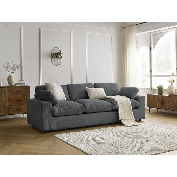Tamno siva sofa od samta 250 cm Belair – Bobochic Paris-image-4
