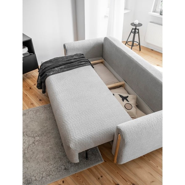 Svijetlo siva sklopiva/s prostorom za odlaganje sofa od bouclé tkanine 244 cm Arcadova – ELTAP-image-4