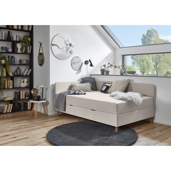 Bež tapecirani krevet za jednu osobu s prostorom za pohranu 90x200 cm Cabana - Meise Möbel-image-1