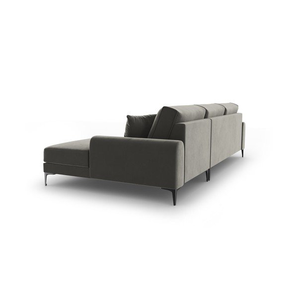 Svijetlosiva baršunasta kutna garnitura Mazzini Sofas Madara, desni kut-image-3