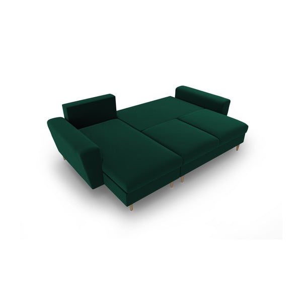 Zelena baršunasti sklopiva/s prostorom za odlaganje kutna garnitura Kyoto – Cosmopolitan Design-image-2