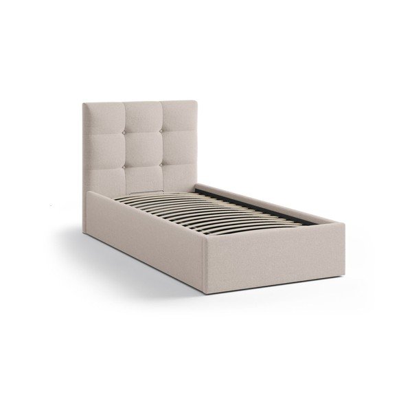 Svjetlo smeđi tapecirani krevet s prostorom za odlaganje s podnicom 90x200 cm Phaedra – Micadoni -image-2