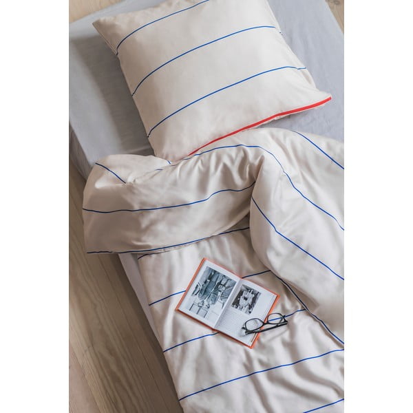 Plava/bež posteljina za krevet za jednu osobu od pamučnog satena 140x200 cm Align – Mette Ditmer Denmark-image-2