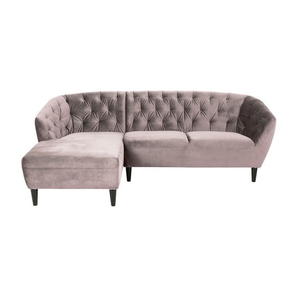 Ružičasta baršunasta kutna sofa Actona Ria, lijevi kut
