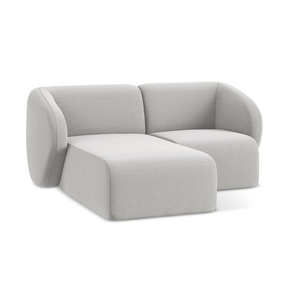 Svijetlo siva baršunasti kutna garnitura (s lijevim kutom/s ležaljkom) Lani – Makamii-image-4