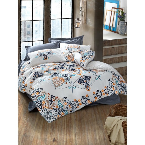 Pamučna posteljina s plahtom Cotton Box Rasan, 200 x 220 cm