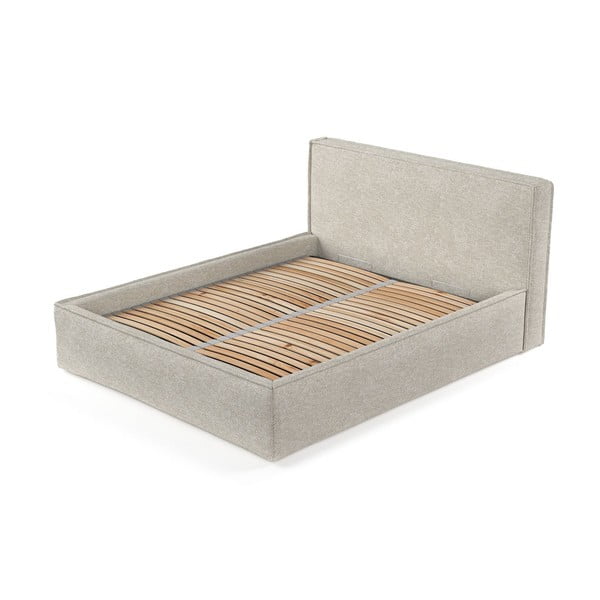 Svijetlo sivi tapecirani bračni krevet s prostorom za odlaganje s podnicom 160x200 cm Lounge L – Maison de Rêve-image-3