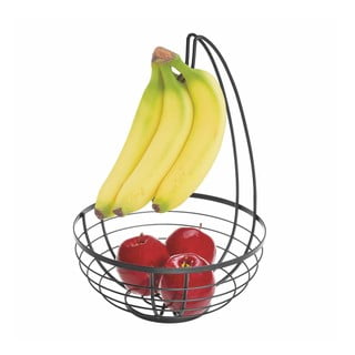Crna košarica za voće s kukicom iDesign Austin, ø 27,31 cm