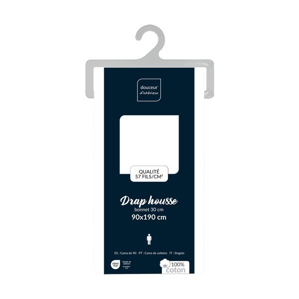 Bijela pamučna plahta s gumom 90x190 cm Lina – douceur d'intérieur-image-4