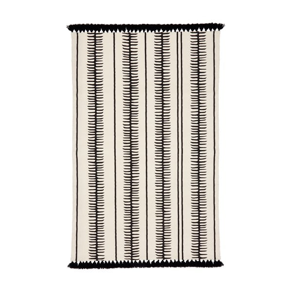 Bež-crni ručno tkani pamučni tepih Westwing Collection Rita, 50 x 80 cm