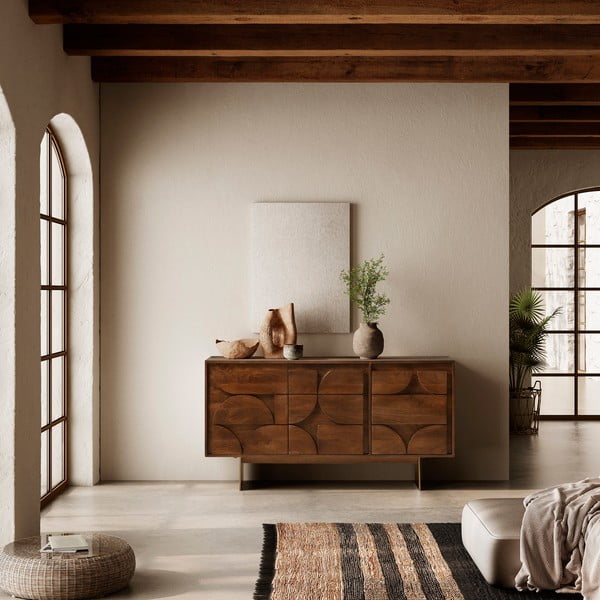 Smeđa komoda od masivnog manga 145x76x40 cm Trisha – MOME-image-1