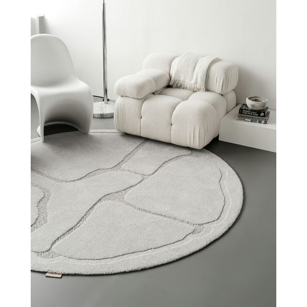 Svijetlo sivi vunen okrugao tepih ø 133 cm Morphic Organica – Agnella-image-2